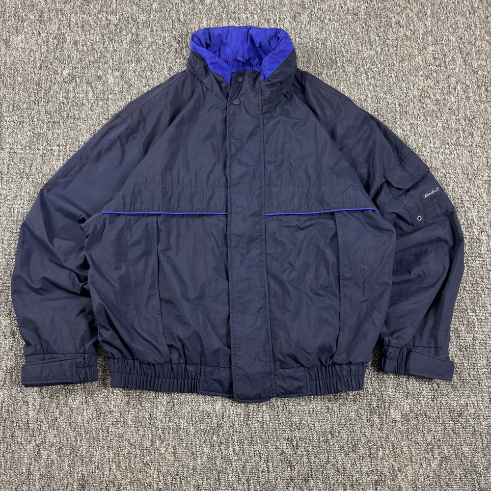 90s Vintage Eddie Bauer Gorpcore Windbreaker Jacket Navy Blue Purple Size Medium